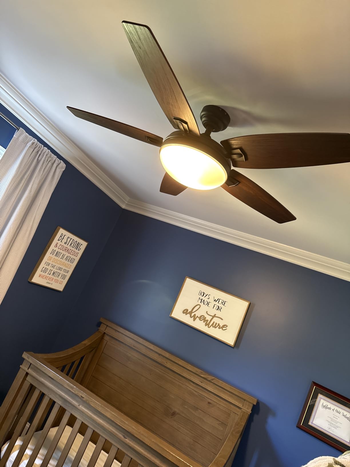 Honeywell Ceiling Fans Carmel, 48 Inch Contemporary Indoor LED Ceiling Fan with Light, Remote Control, Dual Mounting Options, Dual Finish Blades, Reversible Motor - 50196-01 (Brushed Nickel) customer photo 1