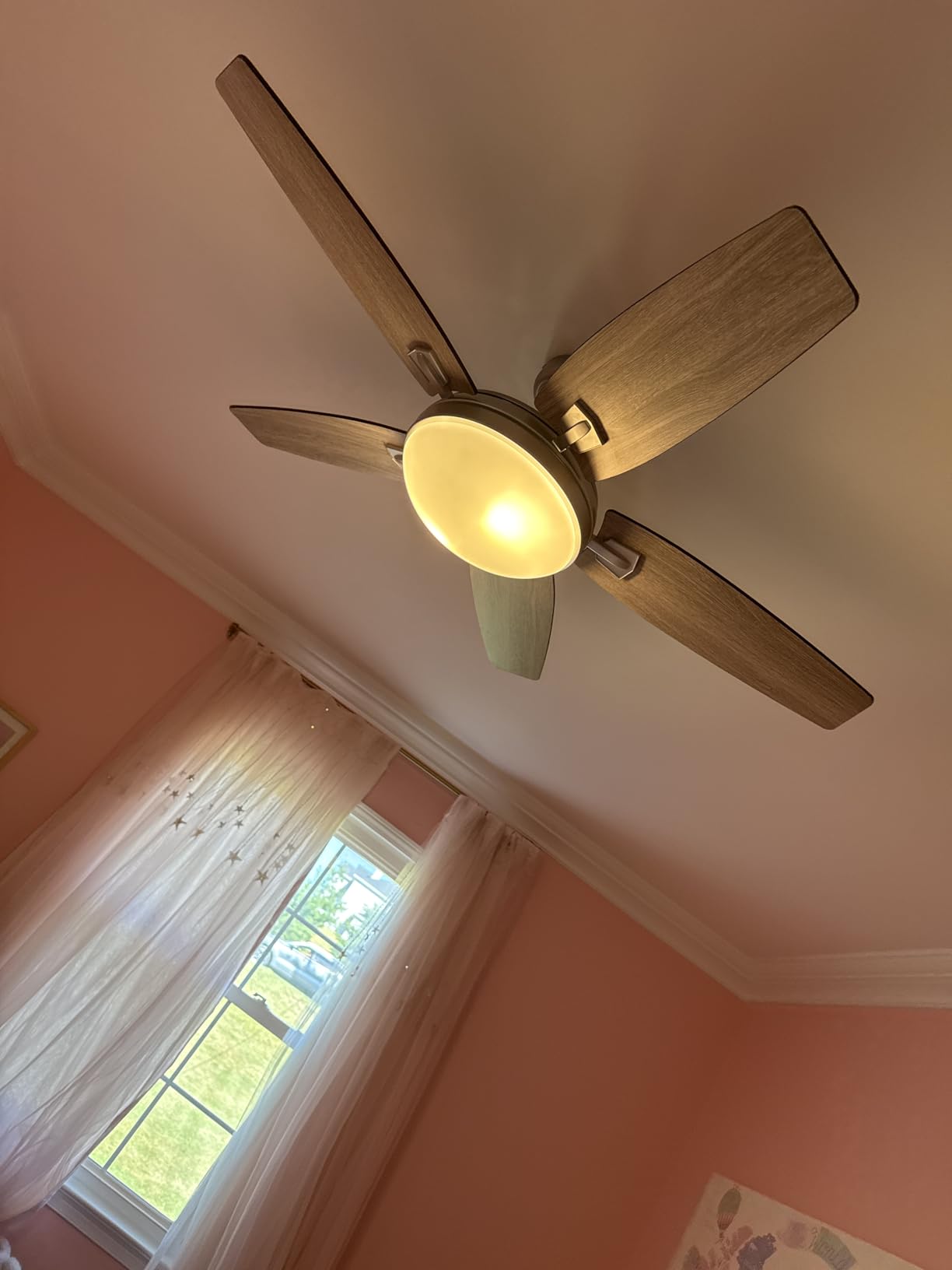 Honeywell Ceiling Fans Carmel, 48 Inch Contemporary Indoor LED Ceiling Fan with Light, Remote Control, Dual Mounting Options, Dual Finish Blades, Reversible Motor - 50196-01 (Brushed Nickel) customer photo 2