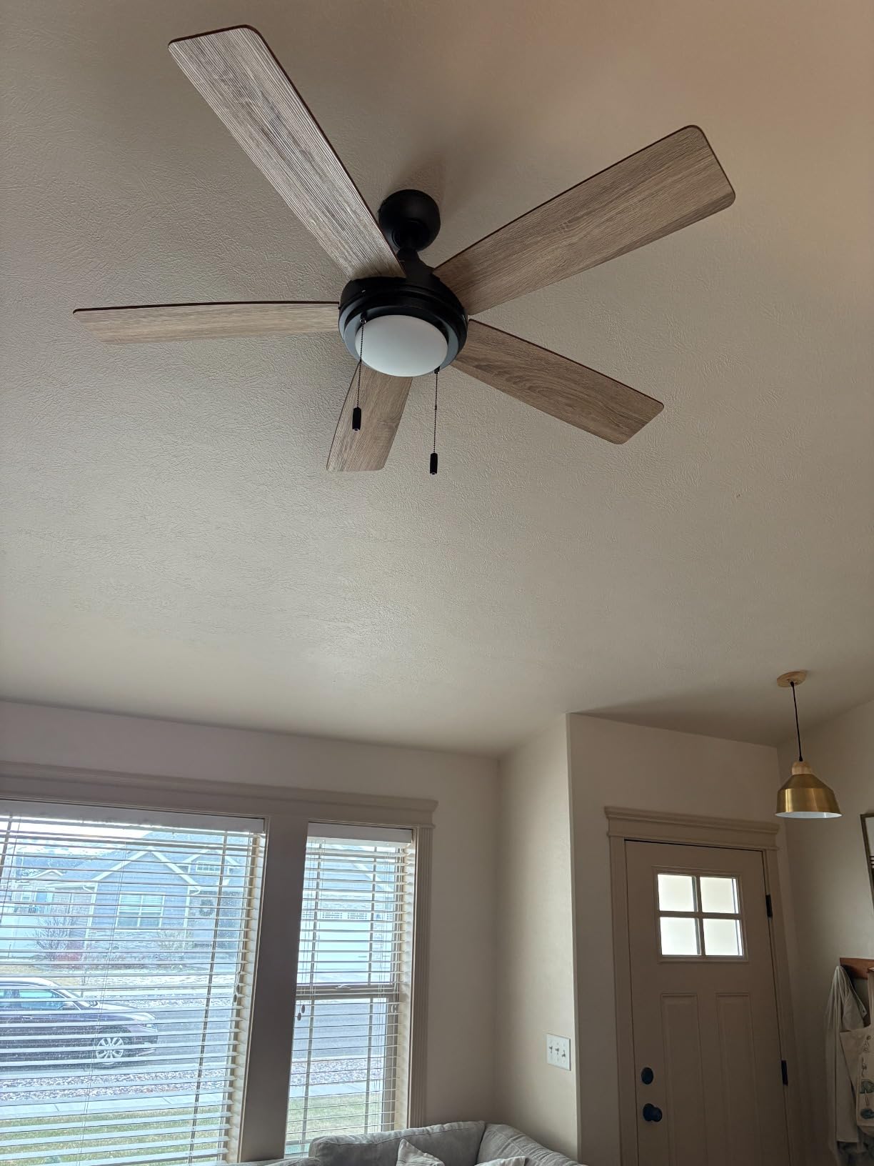 Honeywell Ceiling Fans Ventnor, 52 Inch Modern Farmhouse Indoor LED Ceiling Fan with Light, Pull Chain, Three Mounting Options, Dual Finish Blades, Reversible Motor - 50606-01 (Brushed Nickel) customer photo 2