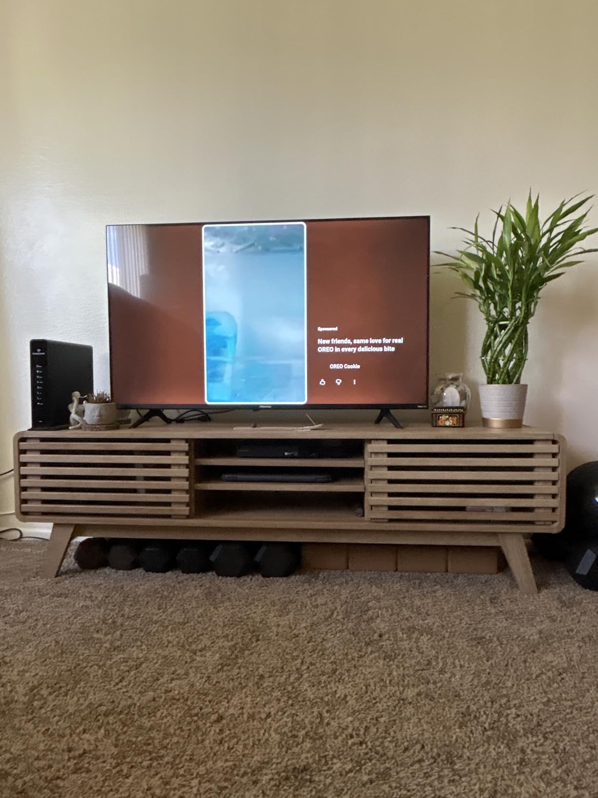 mopio Ensley TV Stand, Mid Century Modern for 55/60/65 inch TV, Farmhouse TV Stand, Entertainment Center with Storage, TV and Media Console for Living Room (Walnut, 59 inch Low) customer photo 1