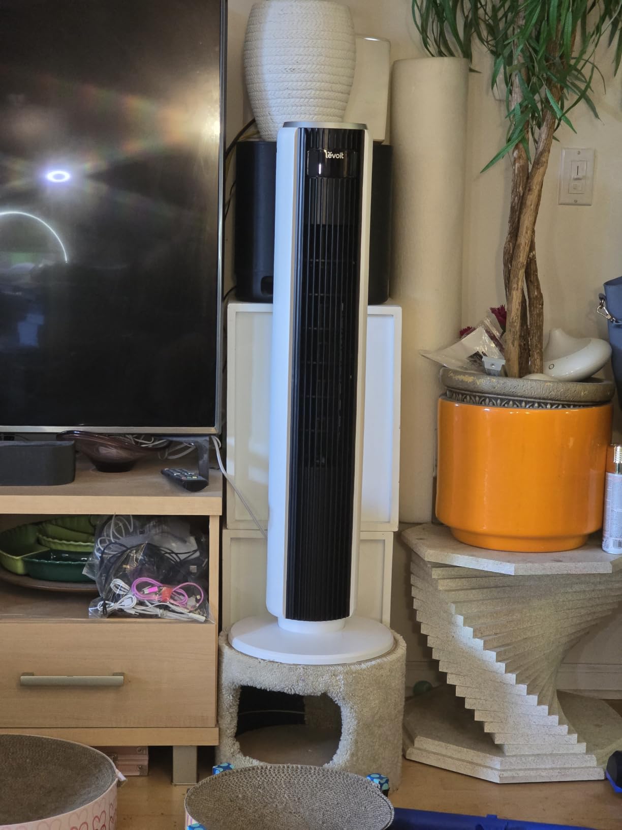 LEVOIT Tower Fan for Bedroom, 90° Oscillating Standing Fan with 28dB Quiet for Sleep, 25ft/s Velocity, 12H Timer, 5 Speeds 4 Modes, Remote, Bladeless Room Fan, 36 Inch, White customer photo 2