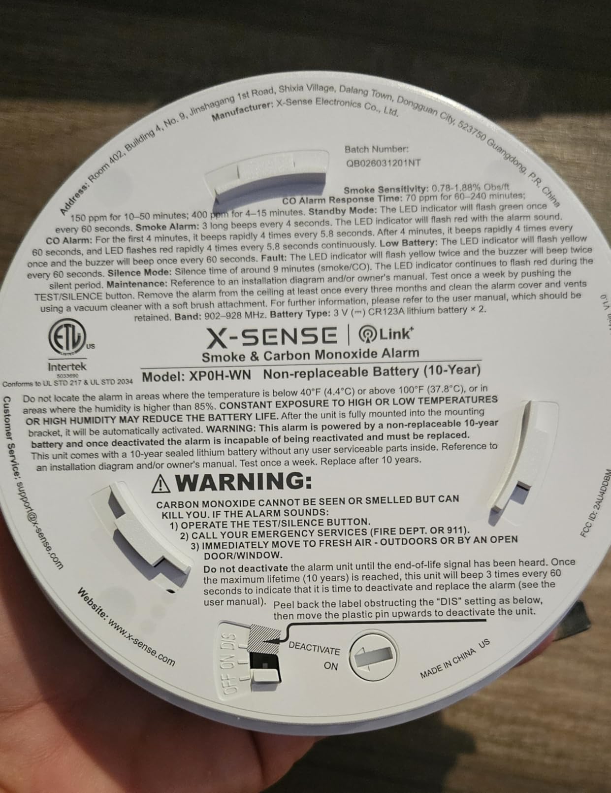 X-Sense Wireless Combination Smoke and Carbon Monoxide Detector, 10-Year Non-Replaceable Battery, Interconnected Up to 18 X-Sense Link+ Devices, UL 217 & UL 2034 Certified, Model XP0H-WN, 3-Pack customer photo 1