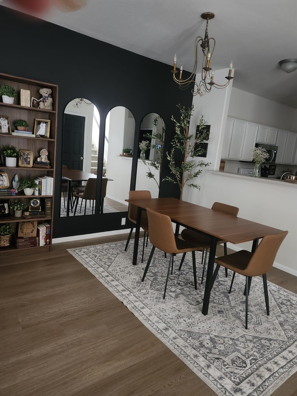 Einhomn Extendable Dining Table for 4-6, 63in Modern Kitchen Table, Farmhouse Dining Room Tables, Rectangular Wooden, Space Saving (Walnut) customer photo 2