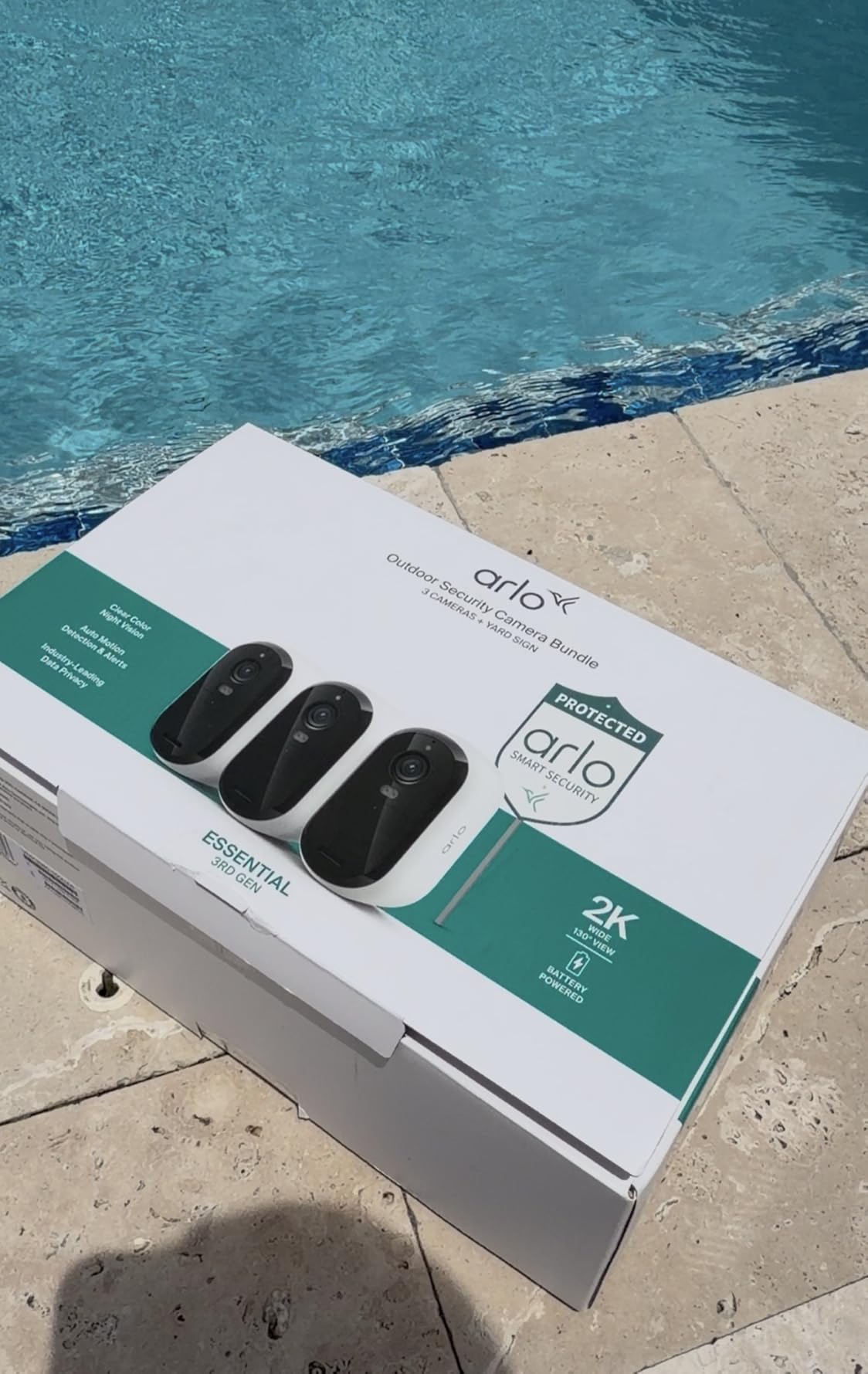 Security Cameras Wireless Outdoor - Arlo Essential Battery 2K (3rd Gen, Latest Version), Color Night Vision, Two-Way Audio, Home Security, Person/Package/Vehicle/Animal Detection, White - 3-Pack customer photo 2